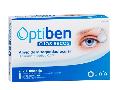 Optiben Ojos Secos Gotas Unidosis Sequedad Ocular (0.25 Ml 20 Amp)