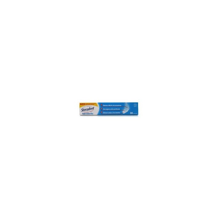 Steradent Triple Acción Plus Limpieza Prótesis Dental, 30 Tabletas CN269472.9