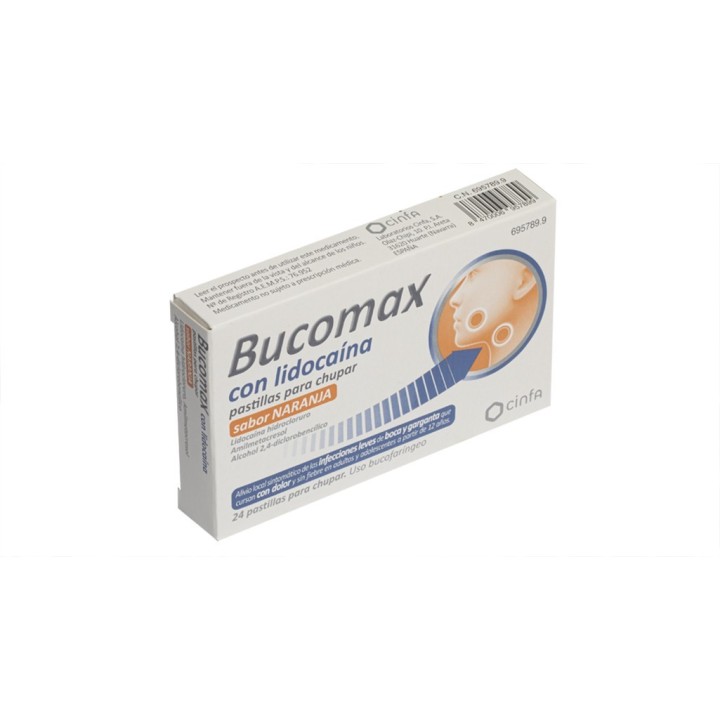 BUCOMAX CON LIDOCAINA 24 PASTILLAS PARA CHUPAR SABOR NARANJA CN695789.9