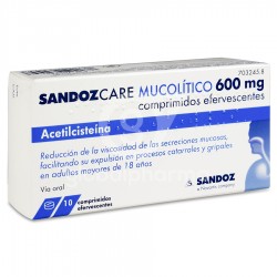 Acetilcisteina Sandoz Care EFG 600 mg 10 Comprimidos Efervescentes