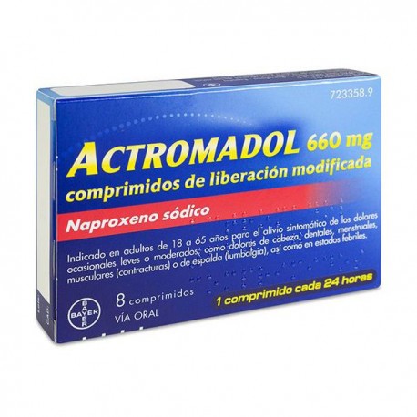 Actromadol 660 mg 8 Comprimidos Liberación Modificada