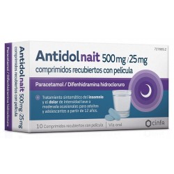 Antidol Noche 500 mg/25 mg 10 Comprimidos Recubiertos