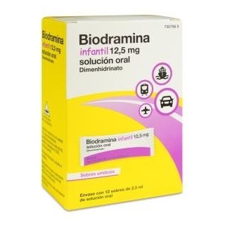 Biodramina Infantil 12,5 mg 12 Sobres Monodosis Solución Oral 2,5 CN: 730796.9