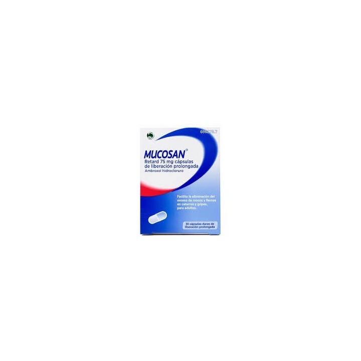 MUCOSAN RETARD 75 MG 30 CAPSULAS. de liberaión prolongada.Ambroxol hidrocloruro CN 696278.7