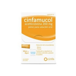 Cinfamucol Acetilcisteina 200 mg Polvo 20 sobres  solucion oral